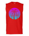Vaporwave Palm Trees Aesthetics Art Beach surf Sunset men Muscle Tank Top sleeveless t shirt