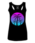 Vaporwave Palm Trees Aesthetics Art Beach surf Sunset  women's Tank Top sleeveless Racerback