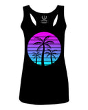 Vaporwave Palm Trees Aesthetics Art Beach surf Sunset  women's Tank Top sleeveless Racerback