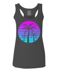 Vaporwave Palm Trees Aesthetics Art Beach surf Sunset  women's Tank Top sleeveless Racerback