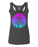 Vaporwave Palm Trees Aesthetics Art Beach surf Sunset  women's Tank Top sleeveless Racerback