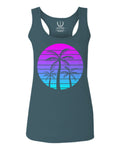 Vaporwave Palm Trees Aesthetics Art Beach surf Sunset  women's Tank Top sleeveless Racerback