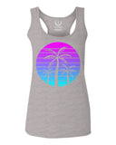 Vaporwave Palm Trees Aesthetics Art Beach surf Sunset  women's Tank Top sleeveless Racerback