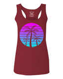 Vaporwave Palm Trees Aesthetics Art Beach surf Sunset  women's Tank Top sleeveless Racerback