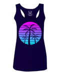 Vaporwave Palm Trees Aesthetics Art Beach surf Sunset  women's Tank Top sleeveless Racerback
