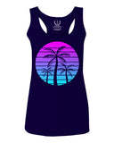 Vaporwave Palm Trees Aesthetics Art Beach surf Sunset  women's Tank Top sleeveless Racerback