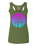 Vaporwave Palm Trees Aesthetics Art Beach surf Sunset  women's Tank Top sleeveless Racerback