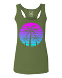 Vaporwave Palm Trees Aesthetics Art Beach surf Sunset  women's Tank Top sleeveless Racerback