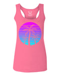 Vaporwave Palm Trees Aesthetics Art Beach surf Sunset  women's Tank Top sleeveless Racerback