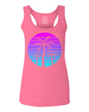 Vaporwave Palm Trees Aesthetics Art Beach surf Sunset  women's Tank Top sleeveless Racerback