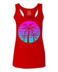 Vaporwave Palm Trees Aesthetics Art Beach surf Sunset  women's Tank Top sleeveless Racerback