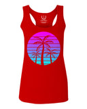 Vaporwave Palm Trees Aesthetics Art Beach surf Sunset  women's Tank Top sleeveless Racerback