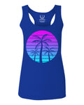 Vaporwave Palm Trees Aesthetics Art Beach surf Sunset  women's Tank Top sleeveless Racerback