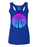 Vaporwave Palm Trees Aesthetics Art Beach surf Sunset  women's Tank Top sleeveless Racerback