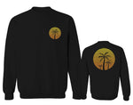 Front and Back Vintage Retro Palm Trees Beach Sunset Tropical Summer Vacation men's Crewneck Sweatshirt