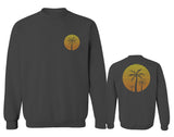 Front and Back Vintage Retro Palm Trees Beach Sunset Tropical Summer Vacation men's Crewneck Sweatshirt