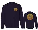 Front and Back Vintage Retro Palm Trees Beach Sunset Tropical Summer Vacation men's Crewneck Sweatshirt