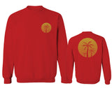 Front and Back Vintage Retro Palm Trees Beach Sunset Tropical Summer Vacation men's Crewneck Sweatshirt