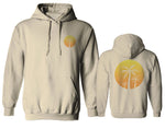 Front and Back Vintage Retro Palm Trees Beach Sunset Tropical Summer Vacation Sweatshirt Hoodie