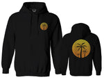 Front and Back Vintage Retro Palm Trees Beach Sunset Tropical Summer Vacation Sweatshirt Hoodie