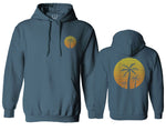 Front and Back Vintage Retro Palm Trees Beach Sunset Tropical Summer Vacation Sweatshirt Hoodie