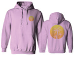 Front and Back Vintage Retro Palm Trees Beach Sunset Tropical Summer Vacation Sweatshirt Hoodie
