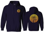 Front and Back Vintage Retro Palm Trees Beach Sunset Tropical Summer Vacation Sweatshirt Hoodie