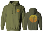 Front and Back Vintage Retro Palm Trees Beach Sunset Tropical Summer Vacation Sweatshirt Hoodie