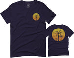 Front and Back Vintage Retro Palm Trees Beach Sunset Tropical Summer Vacation For men T Shirt