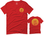 Front and Back Vintage Retro Palm Trees Beach Sunset Tropical Summer Vacation For men T Shirt