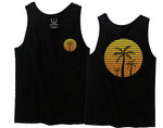 Front and Back Vintage Retro Palm Trees Beach Sunset Tropical Summer Vacation men's Tank Top