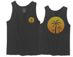 Front and Back Vintage Retro Palm Trees Beach Sunset Tropical Summer Vacation men's Tank Top