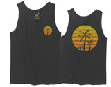Front and Back Vintage Retro Palm Trees Beach Sunset Tropical Summer Vacation men's Tank Top