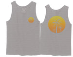 Front and Back Vintage Retro Palm Trees Beach Sunset Tropical Summer Vacation men's Tank Top