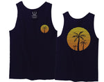 Front and Back Vintage Retro Palm Trees Beach Sunset Tropical Summer Vacation men's Tank Top