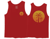 Front and Back Vintage Retro Palm Trees Beach Sunset Tropical Summer Vacation men's Tank Top