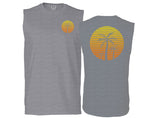 Front and Back Vintage Retro Palm Trees Beach Sunset Tropical Summer Vacation men Muscle Tank Top sleeveless t shirt