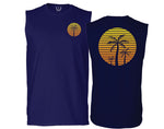 Front and Back Vintage Retro Palm Trees Beach Sunset Tropical Summer Vacation men Muscle Tank Top sleeveless t shirt
