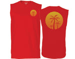 Front and Back Vintage Retro Palm Trees Beach Sunset Tropical Summer Vacation men Muscle Tank Top sleeveless t shirt