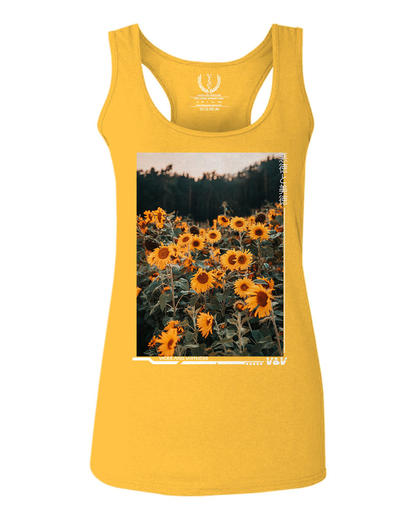 Womens Daily Spring Sunflower Print O Neck Tank Polyester Tshirts Lightning  Deals of Today Prime Fitted Tank Tops for Women Womens Body Suits Tops  Peplum Tops for Women