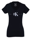 BK Brooklyn Street WEAR NYC New York Cool Fonts For Women V neck fitted T Shirt