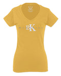 BK Brooklyn Street WEAR NYC New York Cool Fonts For Women V neck fitted T Shirt