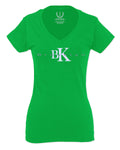 BK Brooklyn Street WEAR NYC New York Cool Fonts For Women V neck fitted T Shirt