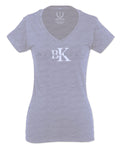 BK Brooklyn Street WEAR NYC New York Cool Fonts For Women V neck fitted T Shirt