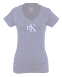 BK Brooklyn Street WEAR NYC New York Cool Fonts For Women V neck fitted T Shirt