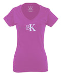 BK Brooklyn Street WEAR NYC New York Cool Fonts For Women V neck fitted T Shirt