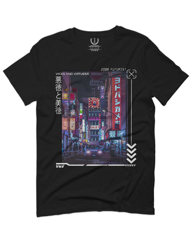 Aesthetic Japanese City Vaporwave Art Cyberpunk Retro Street wear For men T Shirt