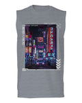 Aesthetic Japanese City Vaporwave Art Cyberpunk Retro Street wear men Muscle Tank Top sleeveless t shirt