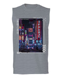 Aesthetic Japanese City Vaporwave Art Cyberpunk Retro Street wear men Muscle Tank Top sleeveless t shirt