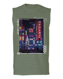 Aesthetic Japanese City Vaporwave Art Cyberpunk Retro Street wear men Muscle Tank Top sleeveless t shirt